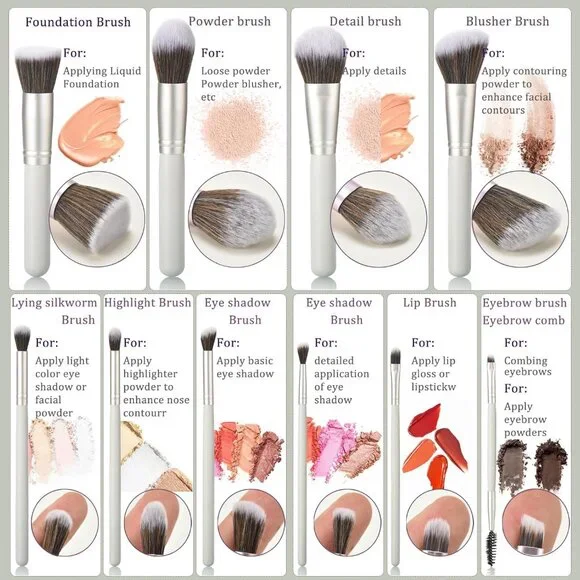 10Pcs Makeup Brush Set With Sponges And Drying/Storage Case